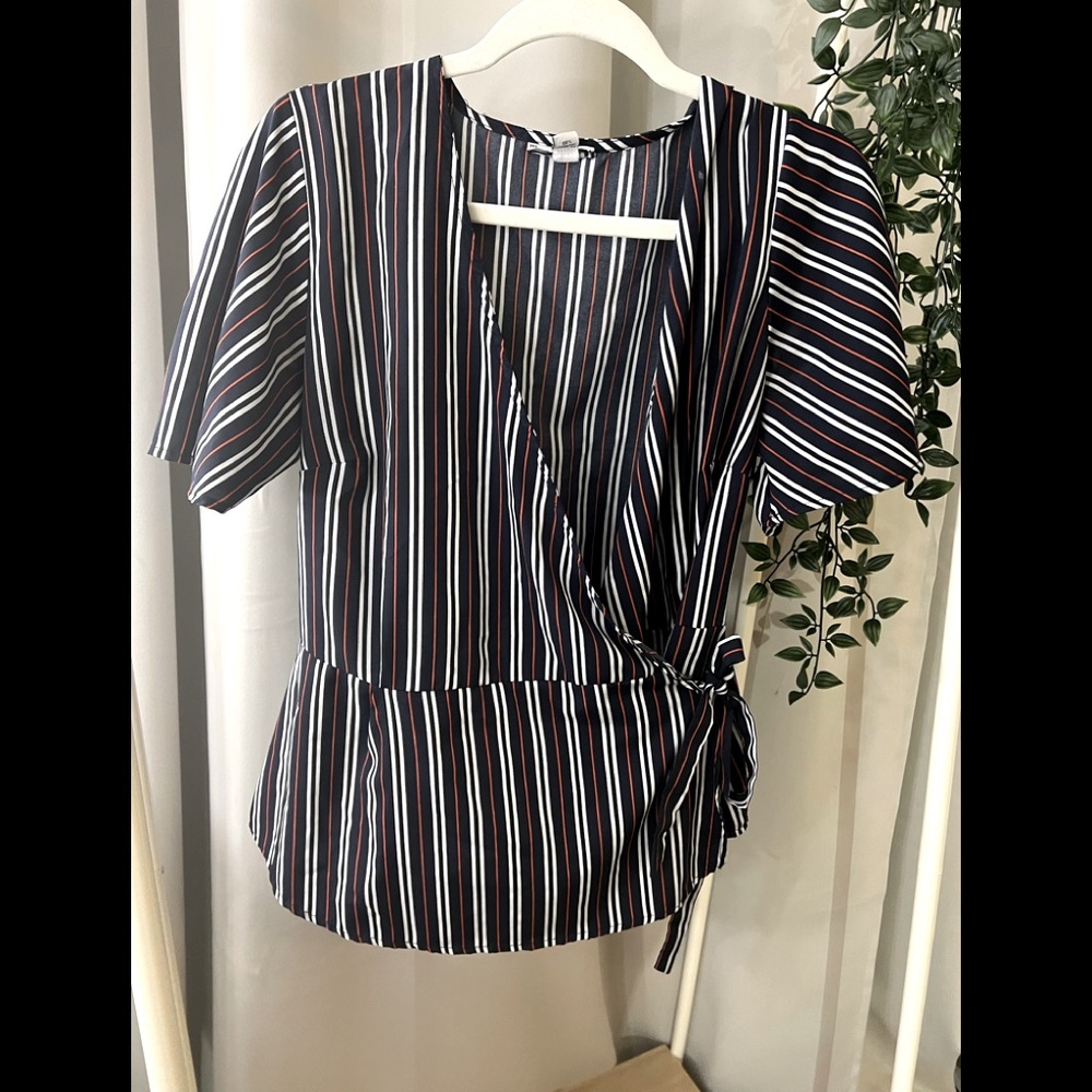 Striped side wrap top